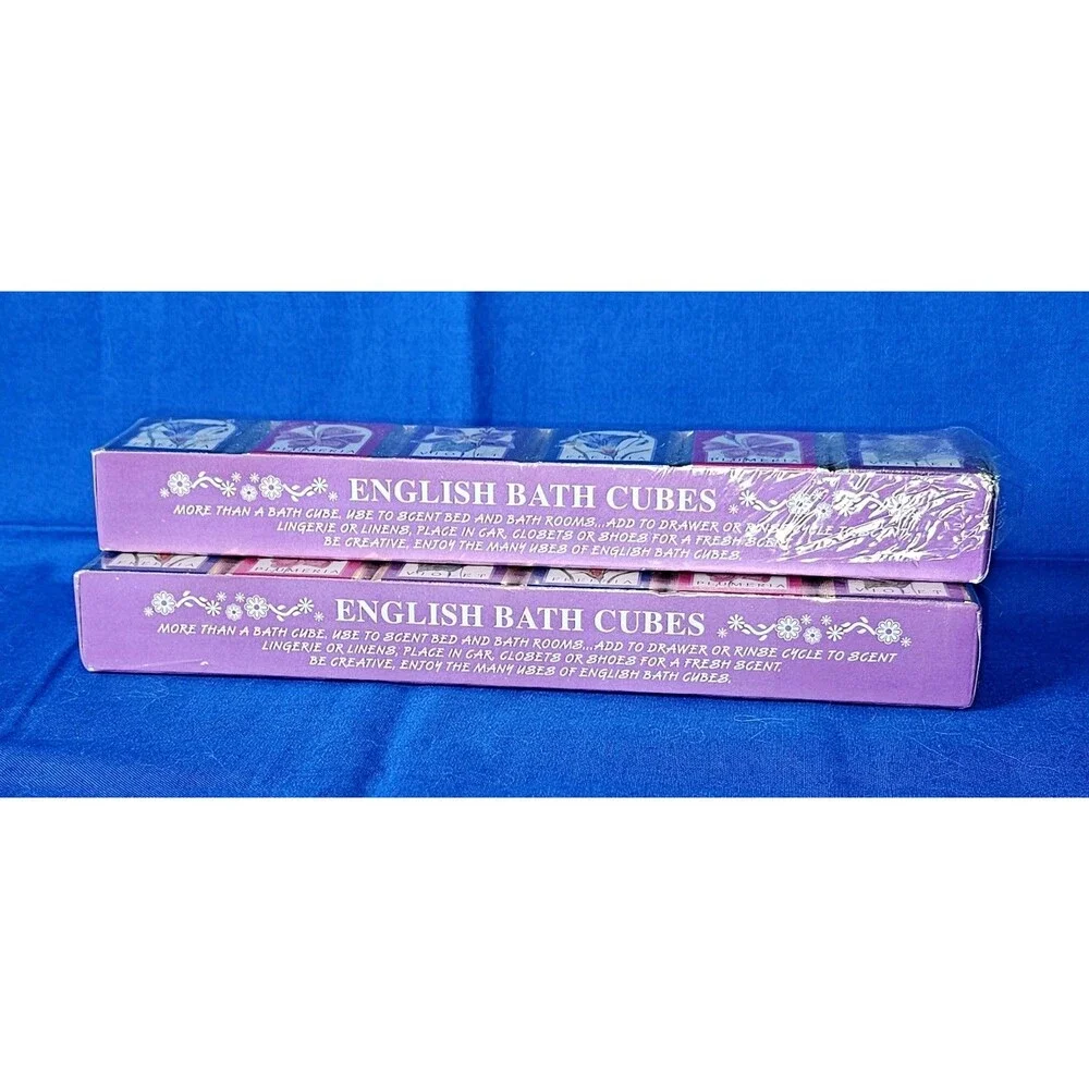 2 NEW Vintage Delagar English Bath Cubes England Plumeria Violet Freesia NOS